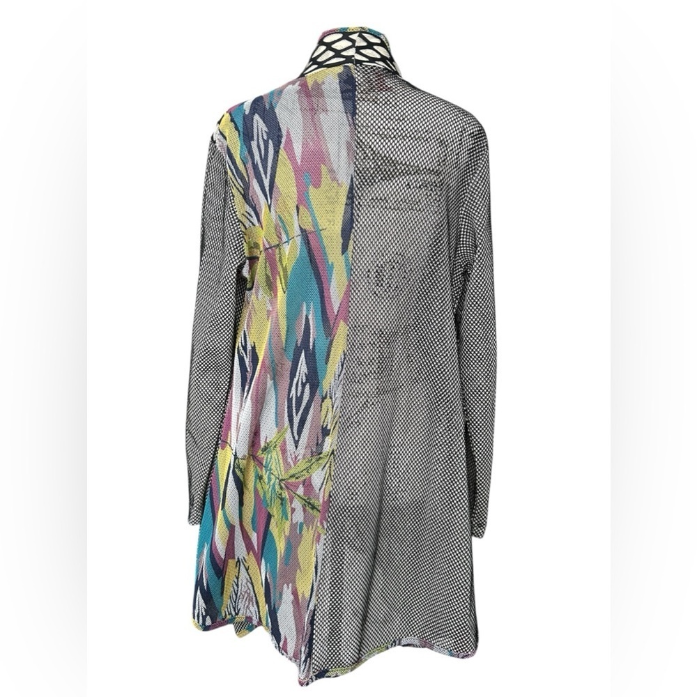 Kamana mesh fabric and mixed texture cardigan draping hem size small - Picture 2 of 13